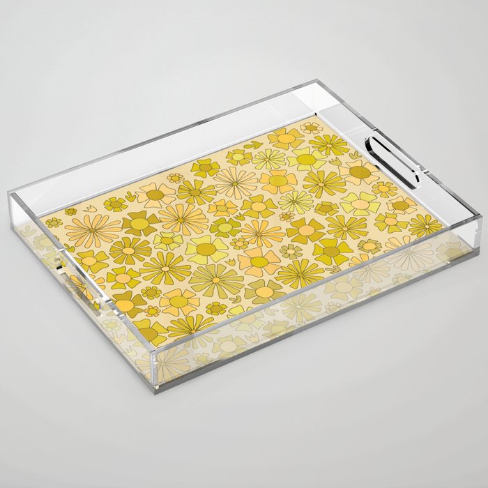 flower power // retro flower pattern by surfy birdy Acrylic Tray Gallery Image 1
