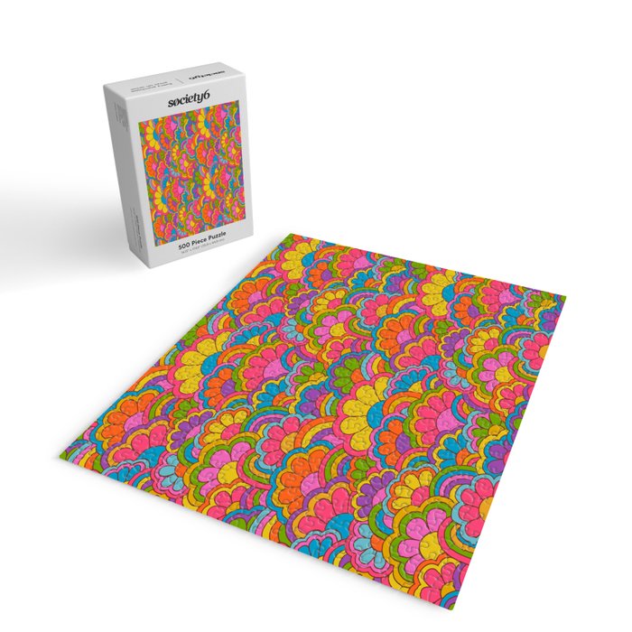 Retro Rainbow Flower Pattern Jigsaw Puzzle Gallery Image 2