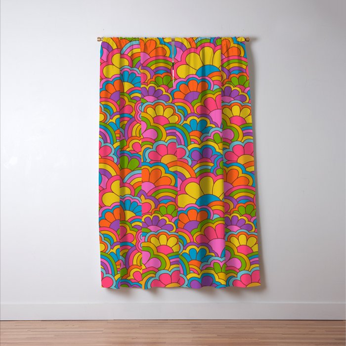 Retro Rainbow Flower Pattern Window Curtain Gallery Image 3