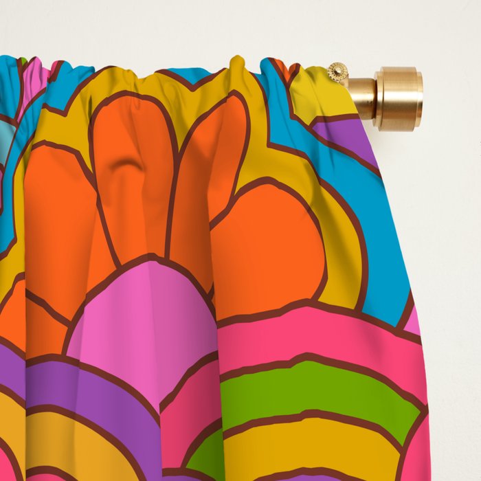 Retro Rainbow Flower Pattern Window Curtain Gallery Image 2