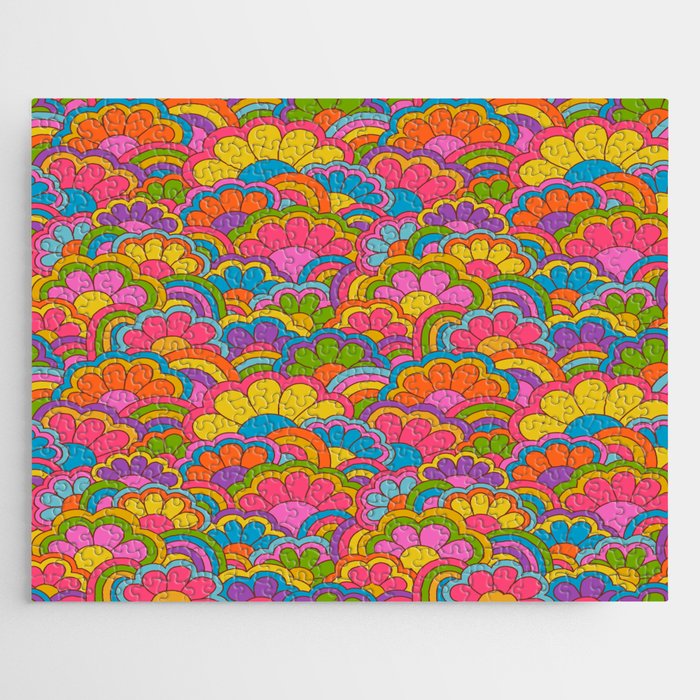 Retro Rainbow Flower Pattern Jigsaw Puzzle Gallery Image 1