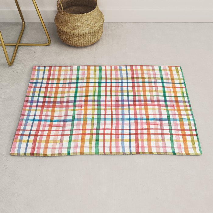  Holiday 2025 Cheerful Plaid Watercolor Gingham Rug Gallery Image 1