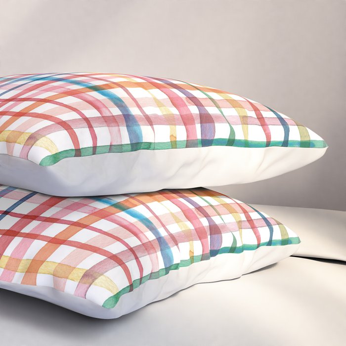  Holiday 2025 Cheerful Plaid Watercolor Gingham Pillow Sham Gallery Image 3