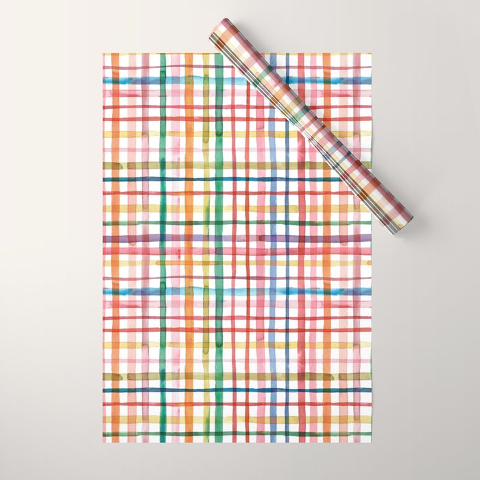  Holiday 2025 Cheerful Plaid Watercolor Gingham Wrapping Paper Gallery Image 1