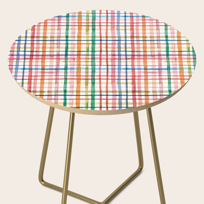  Holiday 2025 Cheerful Plaid Watercolor Gingham Side Table Gallery Image 2