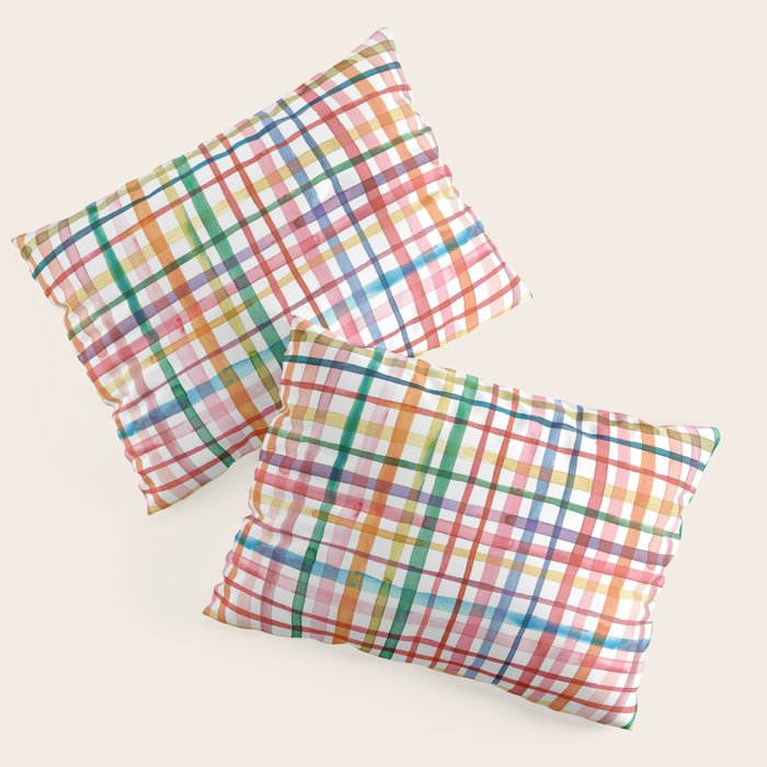 Holiday 2025 Cheerful Plaid Watercolor Gingham Pillow Sham Gallery Image 3