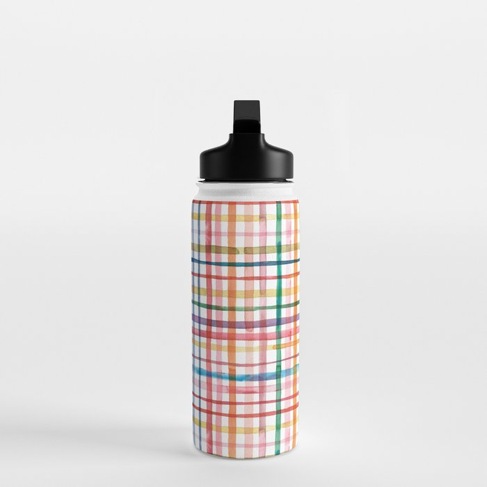 Holiday 2025 Cheerful Plaid Watercolor Gingham Water Bottle Gallery Image 3