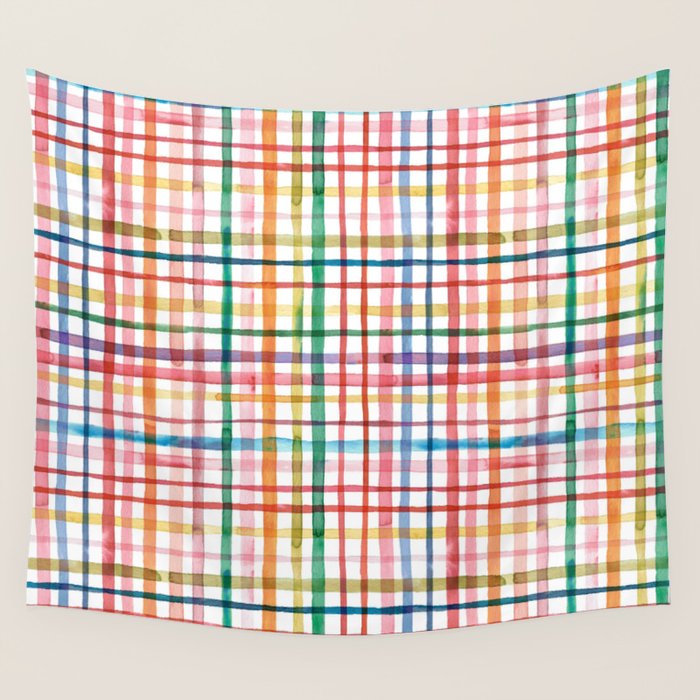  Holiday 2025 Cheerful Plaid Watercolor Gingham Wall Tapestry Gallery Image 4
