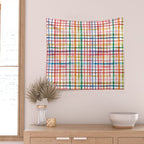  Holiday 2025 Cheerful Plaid Watercolor Gingham Wall Tapestry Gallery Image 2