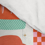 Retro Christmas Thermoses Red Pink and Green on White Comforter Gallery Image 4