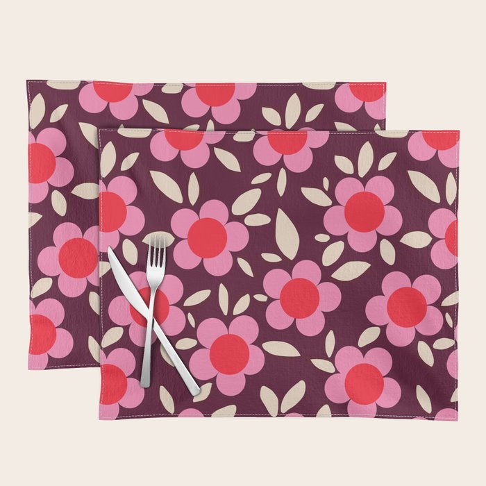 Pink and Maroon Flowers Pop Placemat Gallery Image 1