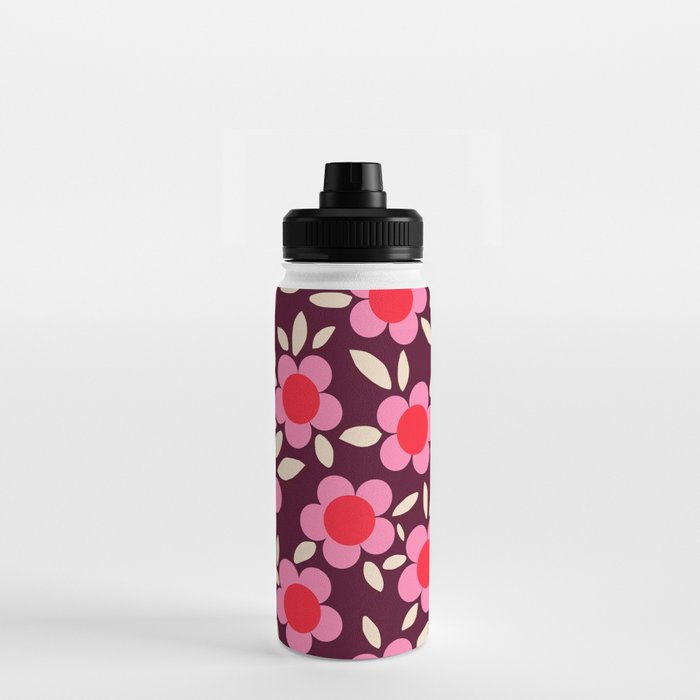 Pink and Maroon Flowers Pop Water Bottle Gallery Image 3