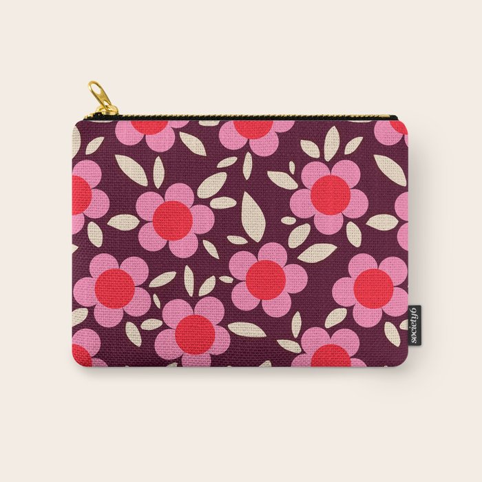 Pink and Maroon Flowers Pop Carry All Pouch Gallery Image 1