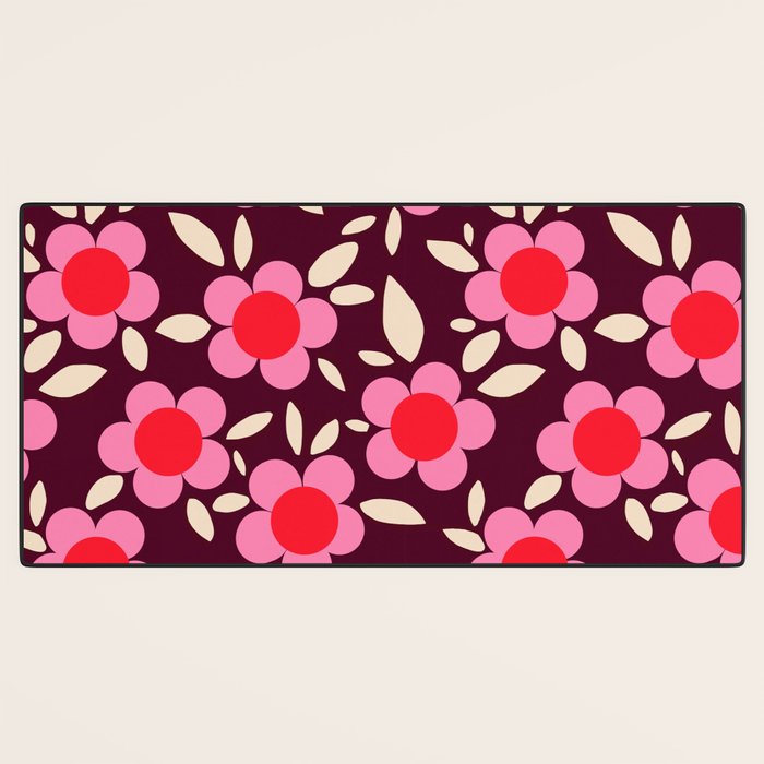Pink and Maroon Flowers Pop Desk Mat Gallery Image 3