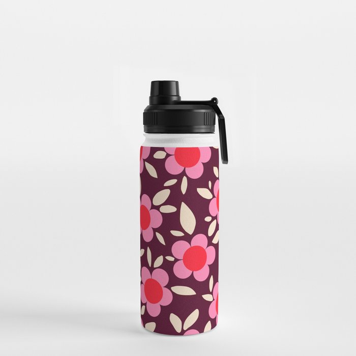 Pink and Maroon Flowers Pop Water Bottle Gallery Image 2