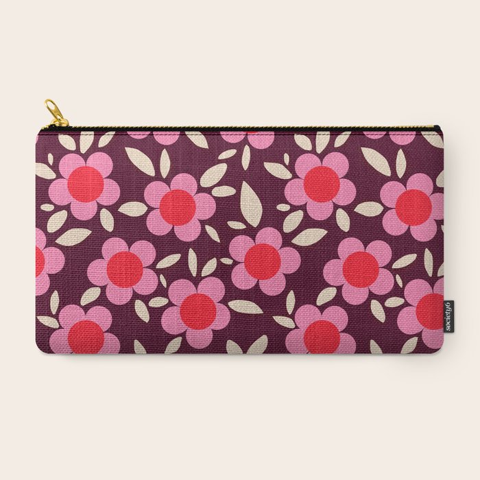 Pink and Maroon Flowers Pop Carry All Pouch Gallery Image 2