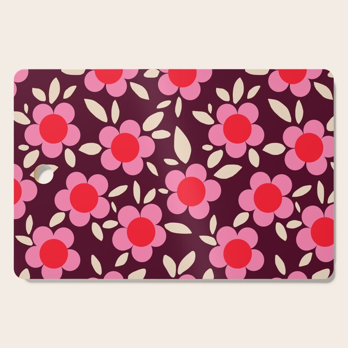Pink and Maroon Flowers Pop Cutting Board Gallery Image 1