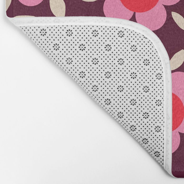 Pink and Maroon Flowers Pop Bath Mat Gallery Image 2