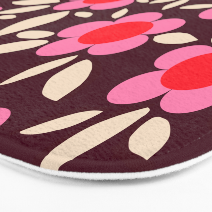 Pink and Maroon Flowers Pop Bath Mat Gallery Image 3