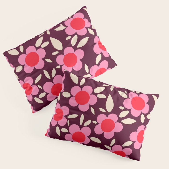 Pink and Maroon Flowers Pop Pillow Sham Gallery Image 3
