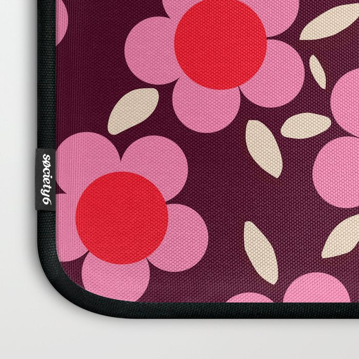 Pink and Maroon Flowers Pop Laptop Sleeve Gallery Image 3