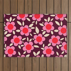 Pink and Maroon Flowers Pop Outdoor Rug Gallery Image 1
