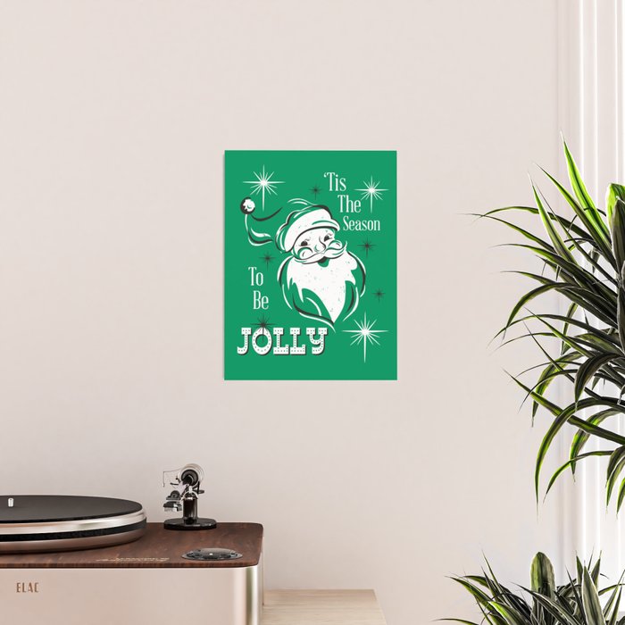 'Tis The Season - Retro Santa Green Poster Gallery Image 2