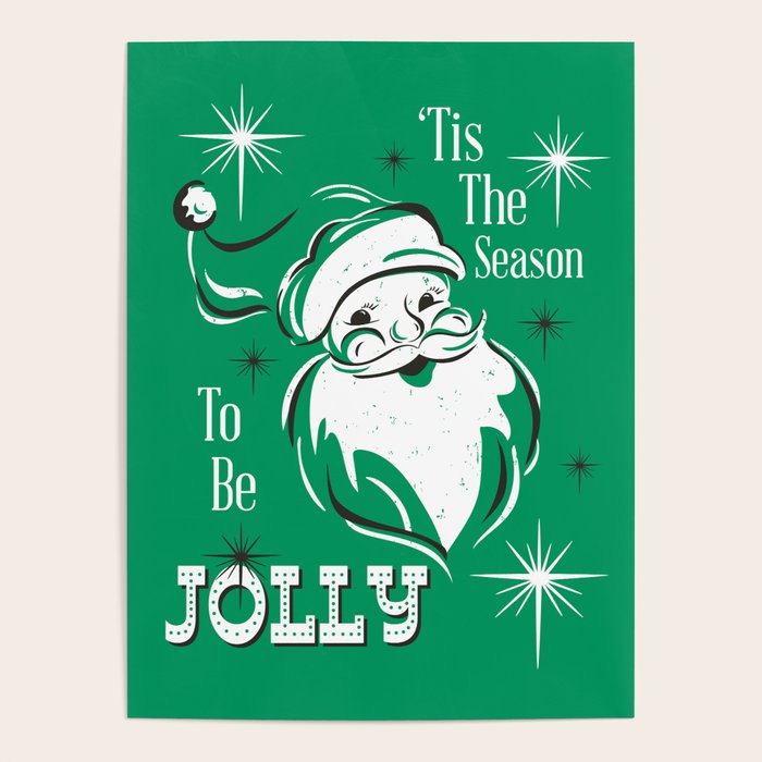 'Tis The Season - Retro Santa Green Poster Gallery Image 4