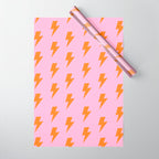 Orange Lightning on Pink Wrapping Paper Gallery Image 1