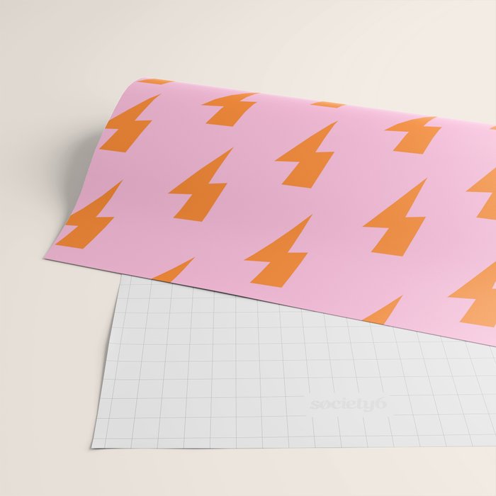 Orange Lightning on Pink Wrapping Paper Gallery Image 2