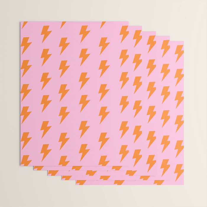 Orange Lightning on Pink Wrapping Paper Gallery Image 3