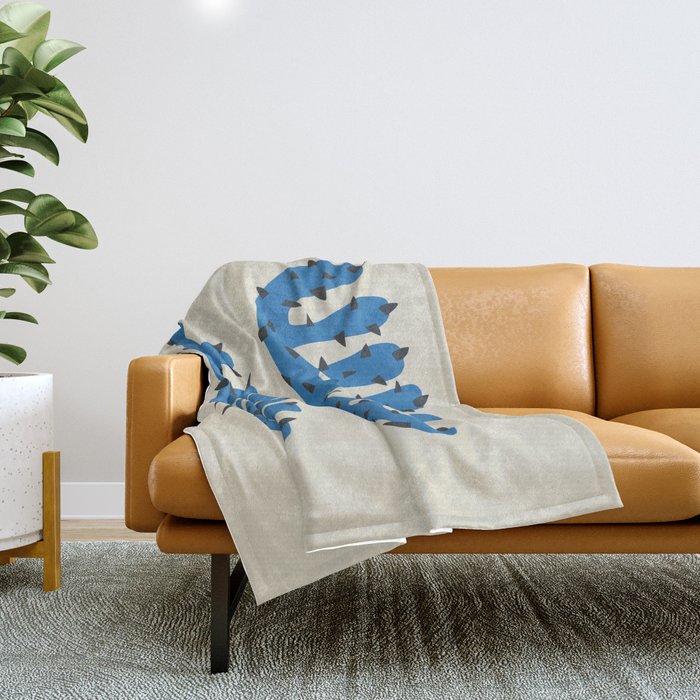 Matisse Inspired Blue Shape Throw Blanket Gallery Image 1