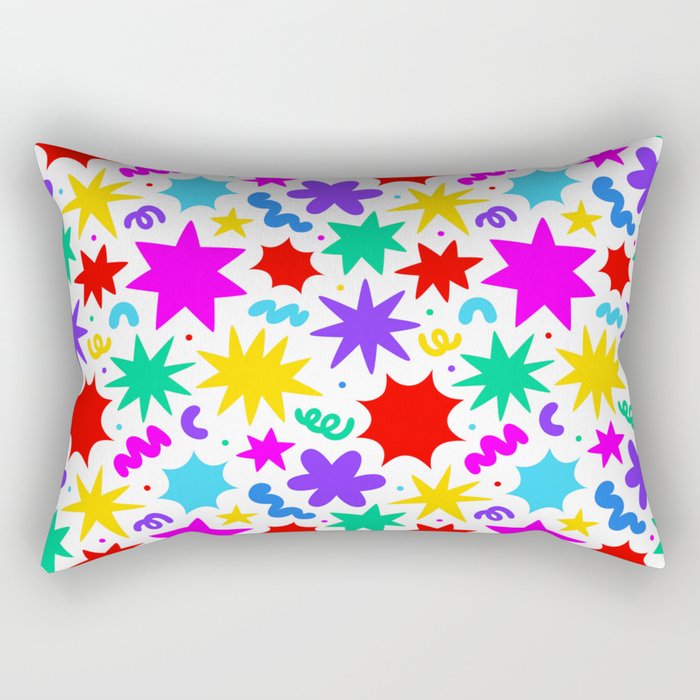 Colorful fun star doodle pattern Rectangular Pillow Gallery Image 1