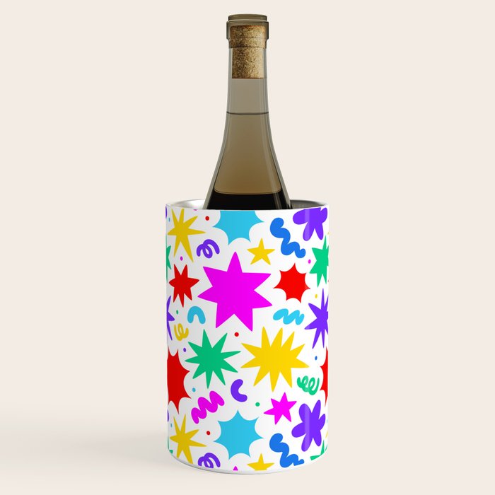 Colorful fun star doodle pattern Wine Chiller Gallery Image 3