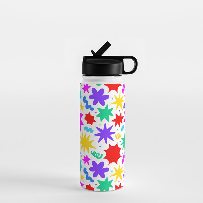 Colorful fun star doodle pattern Water Bottle Gallery Image 1