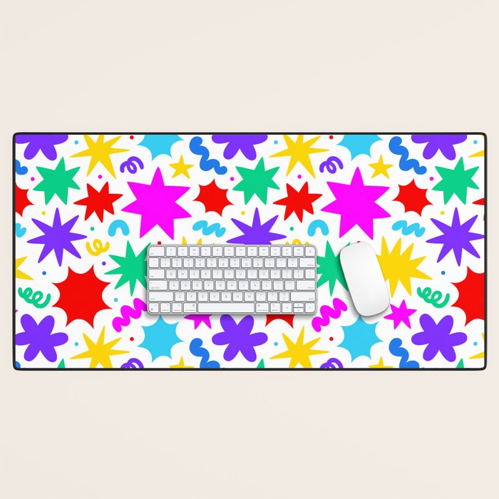Colorful fun star doodle pattern Desk Mat Gallery Image 1