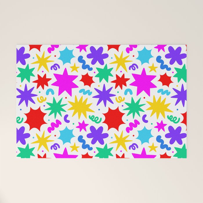 Colorful fun star doodle pattern Welcome Mat Gallery Image 1