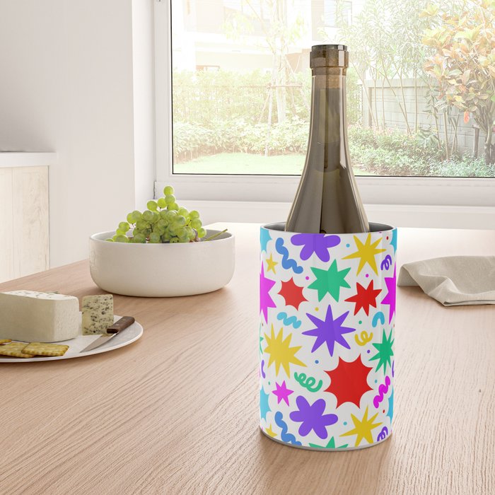 Colorful fun star doodle pattern Wine Chiller Gallery Image 4