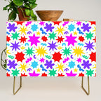 Colorful fun star doodle pattern Credenza Gallery Image 1