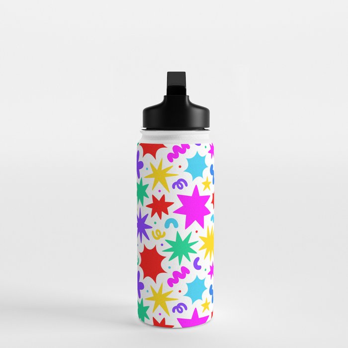 Colorful fun star doodle pattern Water Bottle Gallery Image 3