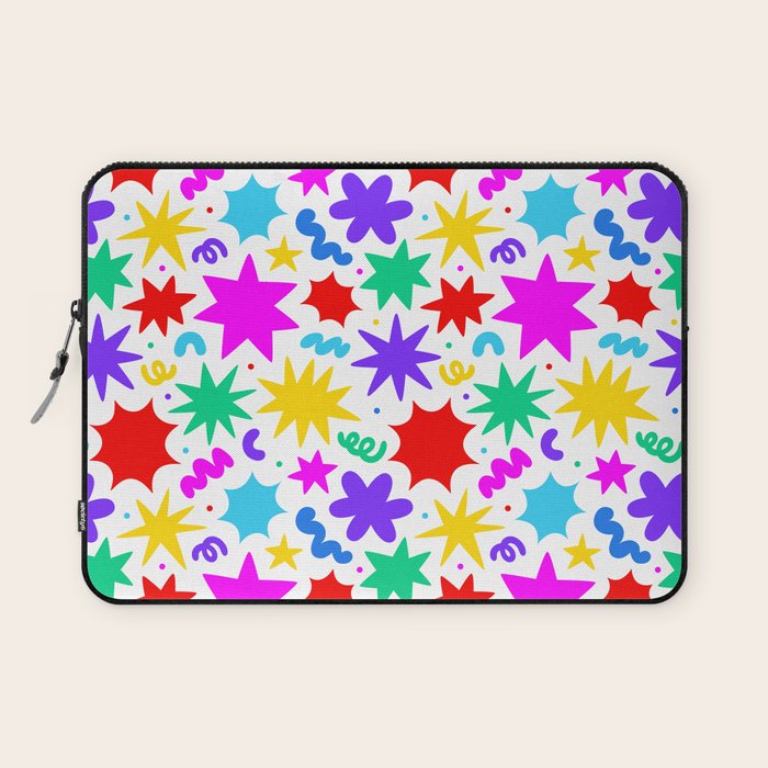 Colorful fun star doodle pattern Laptop Sleeve Gallery Image 1