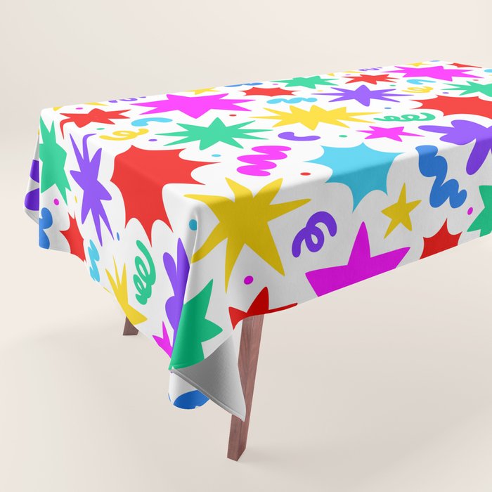 Colorful fun star doodle pattern Tablecloth Gallery Image 1
