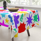 Colorful fun star doodle pattern Tablecloth Gallery Image 3