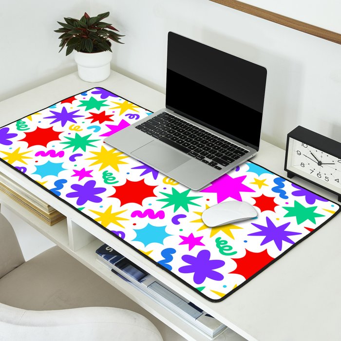 Colorful fun star doodle pattern Desk Mat Gallery Image 2