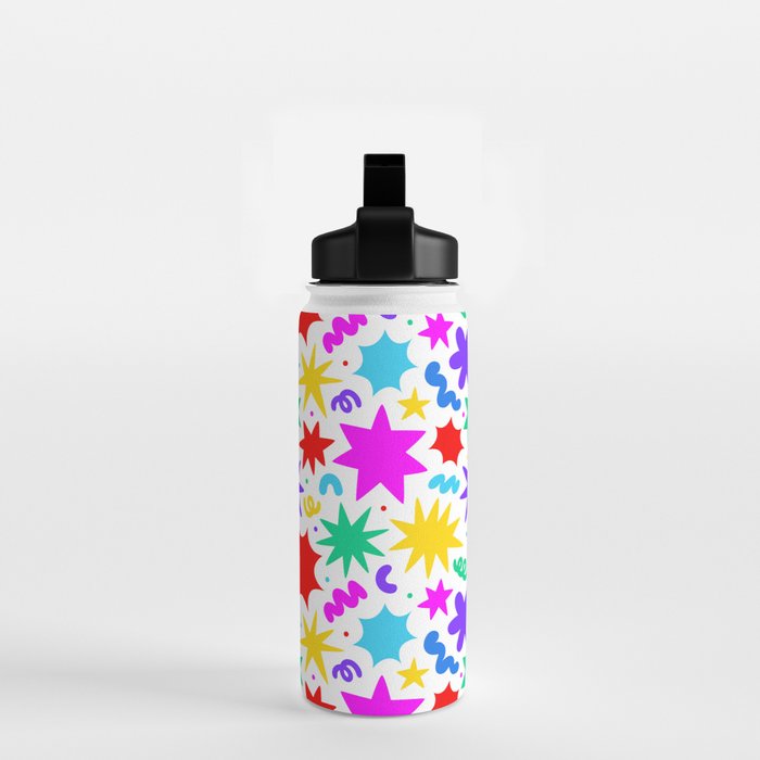 Colorful fun star doodle pattern Water Bottle Gallery Image 2