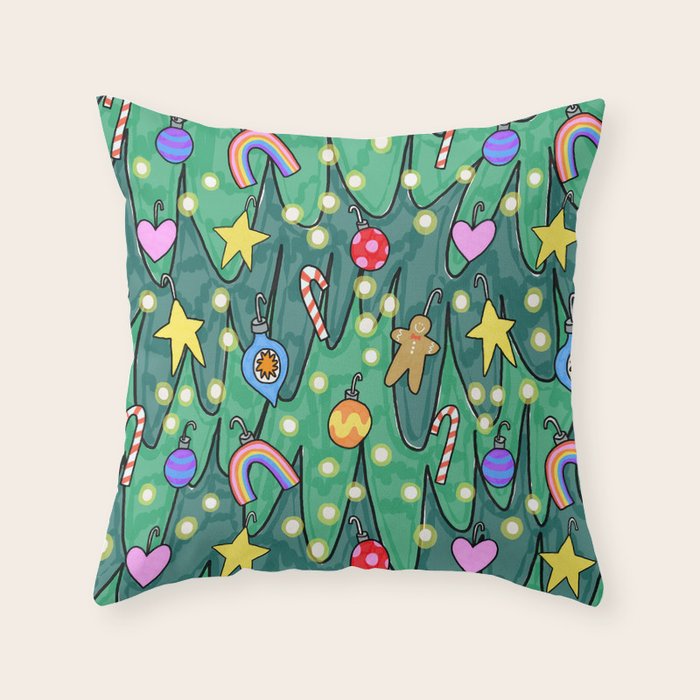 Decked Out Tree Throw Pillow Gallery Image 1