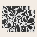 Abstract black and white flower art pattern Placemat Gallery Image 1