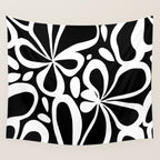 Abstract black and white flower art pattern Wall Tapestry Gallery Image 4