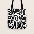 Abstract black and white flower art pattern Tote Bag Gallery Image 1