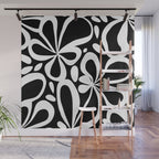 Abstract black and white flower art pattern Wall Mural Gallery Image 1